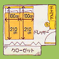 6畳クローゼット付きレイアウト　シングルベッド×2+チェスト+ドレッサー