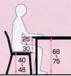 差尺＝テーブル高さ−座面高さ＝25-30cm